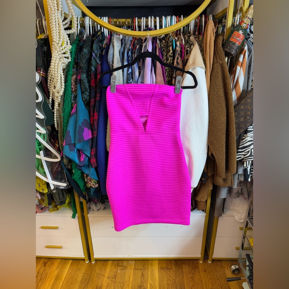Express Neon Pink Strapless Cutout Dress - Size 8, NWOT